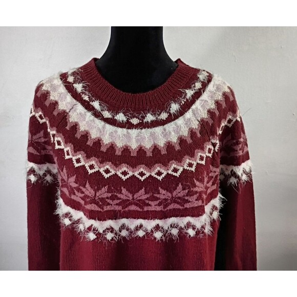 Eddie Bauer Sweater Size M Burgundy Maroon Pullover Crewneck Preppy Academia - Picture 2 of 15